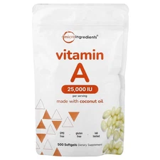 Vitamin A, 7,500 mcg (25,000 IU), 500 Softgels