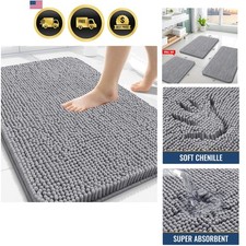 Bathroom Rugs 30x20, Extra Soft Absorbent Shaggy Chenille Bath Rugs, Machine ...
