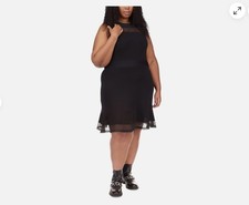 MICHAEL Michael Kors Women's Plus Mesh-Trimmed Fit & Flare Dress (0X, Black)