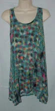 CABI Colorful Dots Sz Small Sleeveless Soft Stretch Trapeze Swing Tunic Tank Top