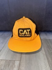 Vintage Cat Diesel Power Mesh Snapback Trucker hat Large Made in USA