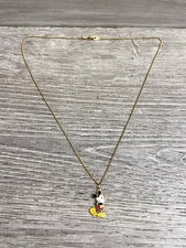 Walt Disney Enamel Mickey Mouse Pendant Chain Necklace Gold Tone 18.5  Vintage