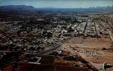 Aerial Las Cruces New Mexico Mesilla Valley view vintage postcard h861