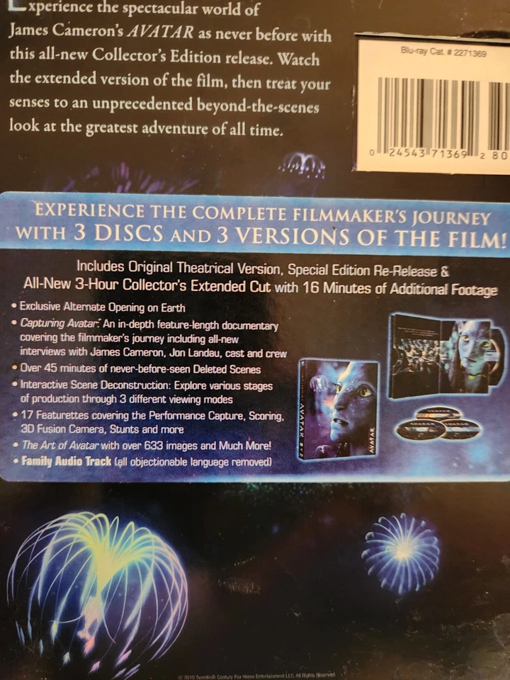 Avatar (Blu-ray Disc, 2010, 3-Disc Set, Extended Collectors Edition) - Image 2 of 2