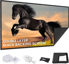 150 Inch Projector Screen with Black Backing, Foldable 16:9
