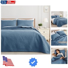 California King Quilt Bedding Set, Lightweight Bluish Grey Quilts Cal Oversiz...