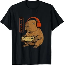 Japanese Gamer Capybara Funny Gaming Art Unisex T-Shirt