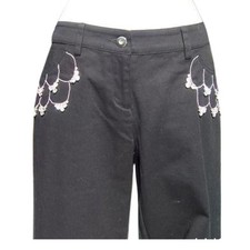 Cache Chunky Rhinestone Pockets Stretch Black Jean Pant Flair Leg New 158 NWT