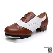 Women Men Cowhide Genuine Leather Tap Dancing Shoes Soft Outsole Dance Shoes Hot