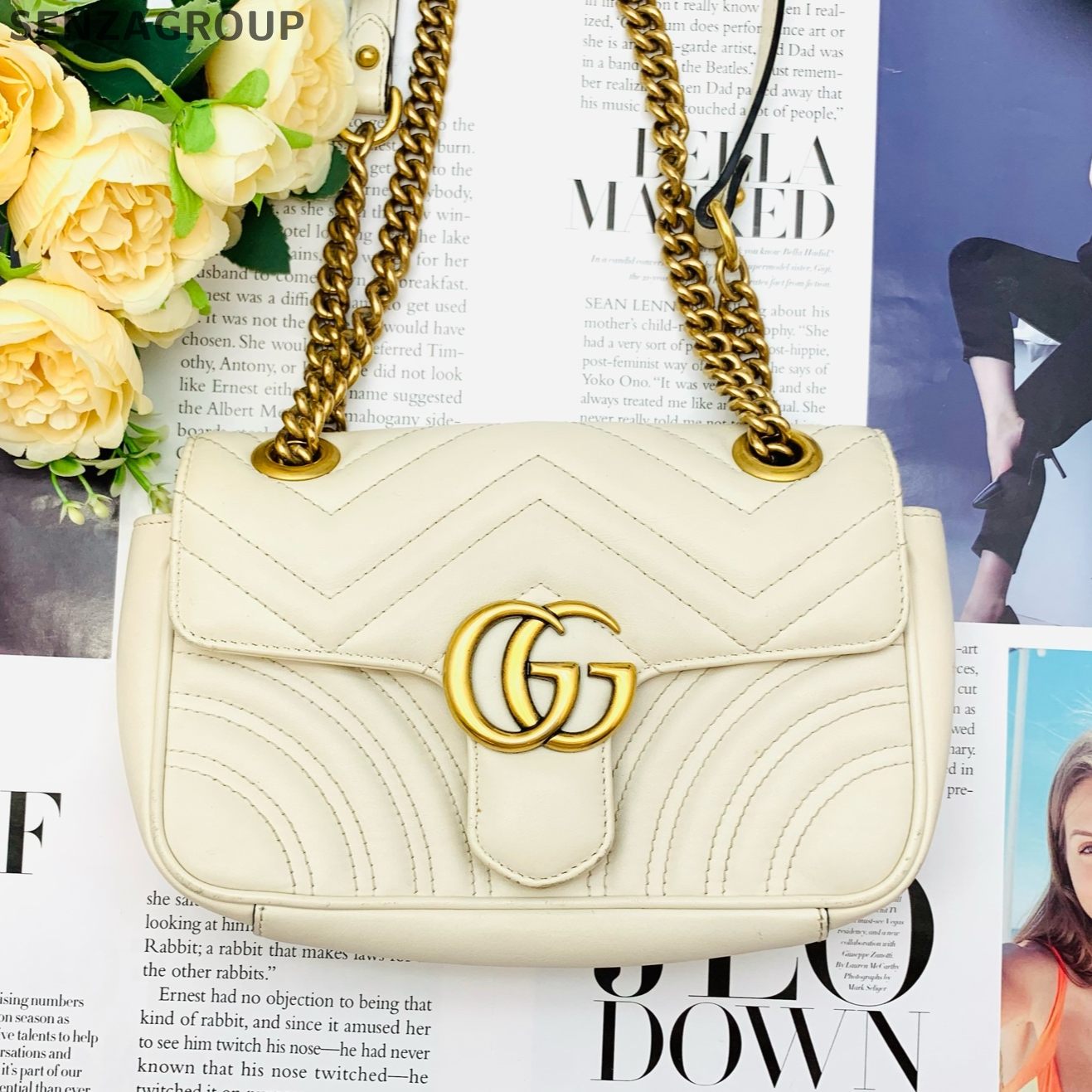 Gucci Marmont 22 White Gold Chain Shoulder Crossbody Bag Classic Fashion