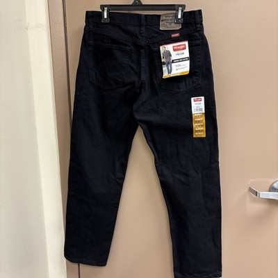 Wrangler 5 Star Mens Jeans Premium Black Denim Relaxed Fit Flex 32x30