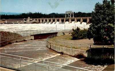 K-1703, BONNEVILLE DAM, Oregon, Washington, Lyons Photo Studio, Smith Postcard