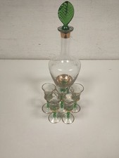 Set Vintage di Bottiglia e 5 Bicchieri da Liquore in vetro Anni '50