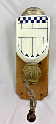 Vintage Vintage Brass Delft Decorated Ceramic Wall Coffee Grinder Kitchen Bar