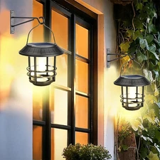 2 Pack Solar Lantern Outdoor Lights, Hanging Solar Wall Sconce Outdoor NEW 2025