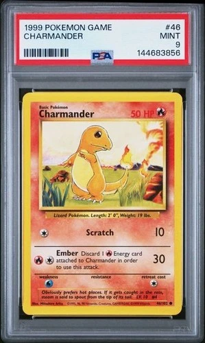 1999 POKEMON GAME BASE SET UNLIMITED 46 CHARMANDER PSA 9 MINT