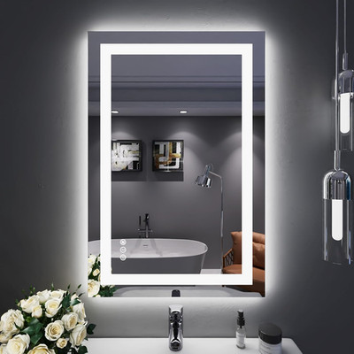 Dimmable 24''x36'' LED Bathroom Mirror with Anti-Fog, Backlit & Front Lit