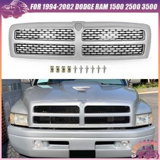 For 1994-2002 Dodge Ram 1500 2500 3500 Bright Silver Front Upper Grille W Black