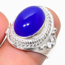 Blue Onyx Gemstone Handmade 925 Sterling Silver Jewelry All Size Ring For Gift