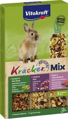Vitakraft Kräcker®Trio Gemüse Nuss Waldbeer 3 Stück / 168 g Kleintierfutter