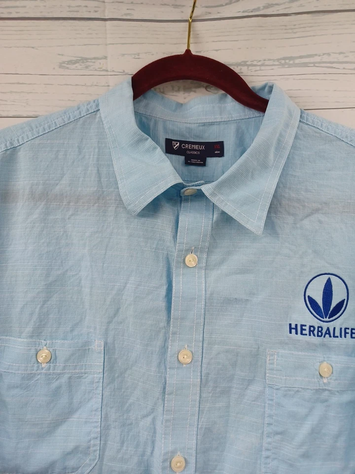 Vestido camisero azul Herbalife para hombre talla XXL manga corta con botones Foto 3 de 4