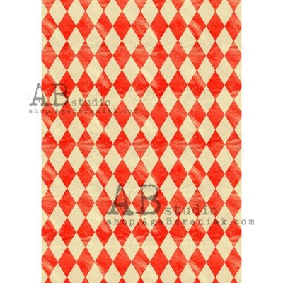 Red & Cream Harlequin | A4 Rice Paper | Paper for Decoupage | AB Studios