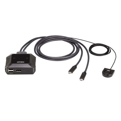 ATEN US3312 2-Port USB-C 4K DisplayPort KVM-Switch mit Remote-Port-Wähler