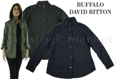 ROLL TAB NEW WOMEN/'S BUFFALO DAVID BITTON LIGHTWEIGHT MILITARY JACKET VARIETY!