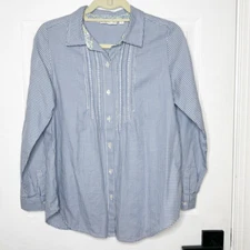J. JILL Uncommon Threads XS Petite Mini Check Button Down Shirt Pleated Career