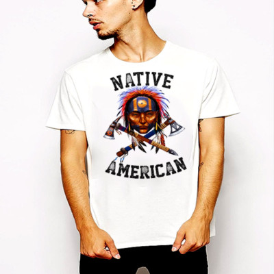 Native American Indian T-Shirt Chief Warrior Skull Western Tomahawk apache sioux