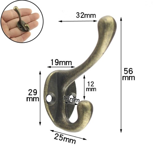 8 Pack Coat Hooks Wall Hooks for Hanging Heavy Duty Double Prong Metal Hook W... - Picture 3 of 9