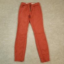 Pilcro Antrhopologie Pants Women 25 Orange Skinny Leg Button Fly Stretch Texture
