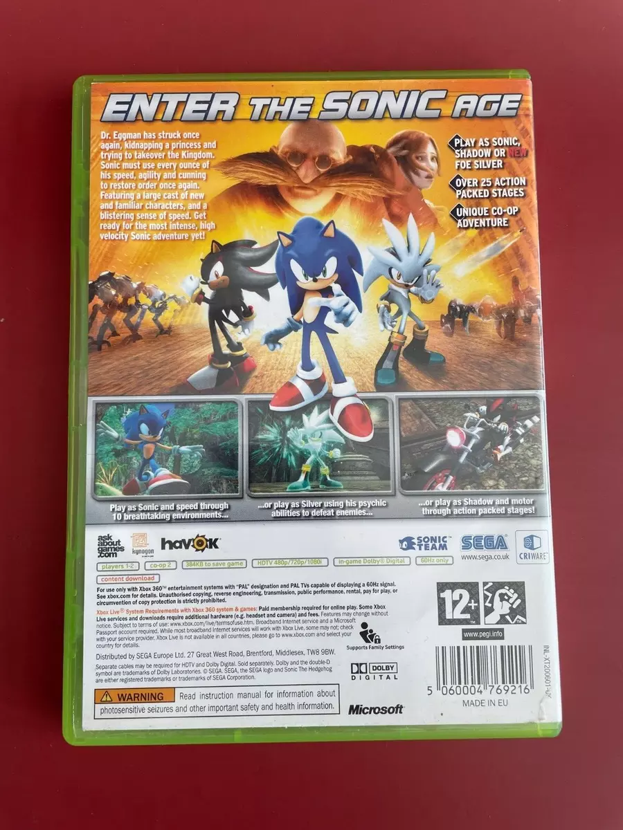 xbox 360 SONIC The HEDGEHOG Game (Works On US Consoles) PAL UK