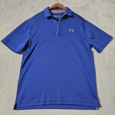 Under Armour Golf Men's UA Tech Textured Polyester Polo Shirt Blue Size Medium