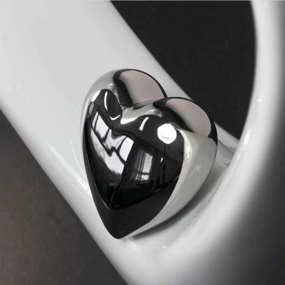2-Deko-Skulpturen-Herz-"Coeur"-Steingut-weiß-silber-glasiert-Deko Formano - Bild 2 von 4