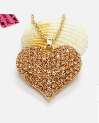 New Fashion Ladies Women Betsey Johnsons Diamonte,crystal pendant Love heart 