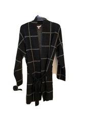 Women  s Long Sweater Size 20/XXL New w/o Tags - Black w/Grey Stripes - FREE SHIP