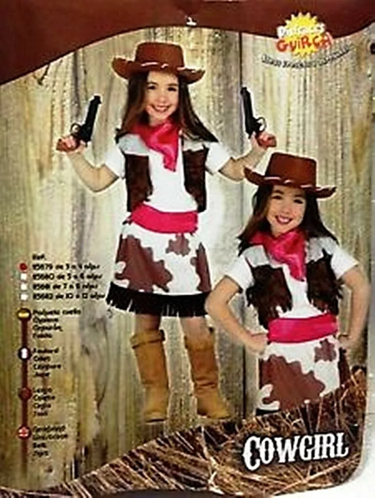 CARNEVALE HALLOWEEN PURIM VESTITO COWGIRL BABY COW GIRL BAMBINA