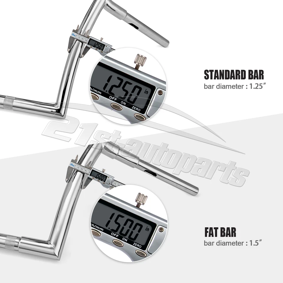 14" Horn Ape Hanger 1.5" Fat Bar Handlebar For Harley Dyna Softail Road King XL - Imagem 2 de 4