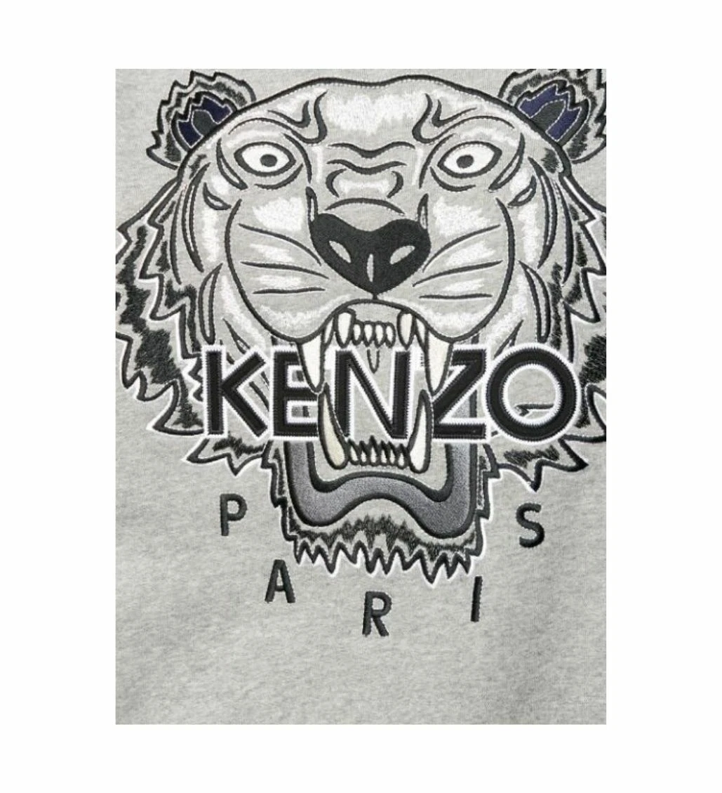 Kenzo Tiger Logo Embroidered Grey Sweatshirt | eBay