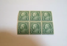 SC#578 1923 1C FRANKLIN ROTARY ISSUE BLOCK OF 6 NEVER HINGED