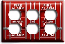 Funny Red Fire Alarm Light Switch Outlet Wall Plate Game Room Man Cave Bar Decor