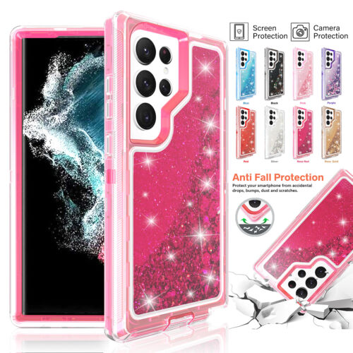 Custodia glitter liquido per ragazze per Samsung S23 Ultra S22 Plus S21 S20 Note20 S10 S9 - Foto 1 di 55