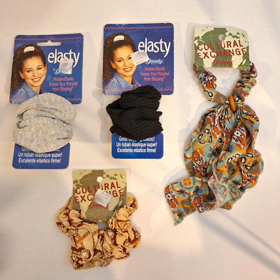Vtg Goody Elasty Cultural Exchange Scrunchies Ponytail Holders Twist Wraps 90s