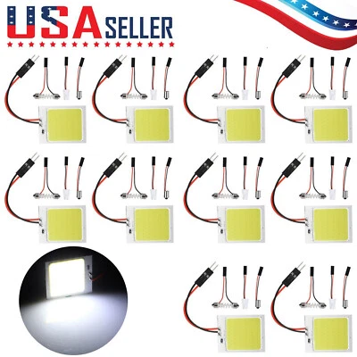 KWENTERPRISE 10X 48SMD COB White LED Panel Festoon T10 BA9S Car Interior Dome Map Light Bulbs
