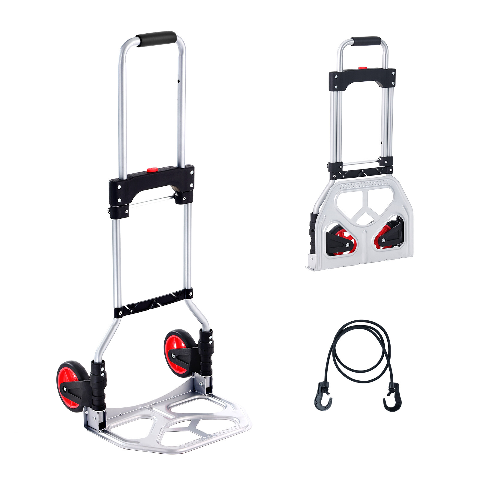 Diable pliant VEVOR 80 kg en aluminium avec tendeur pour bagages et déménagement