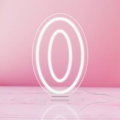 Neon Sign Number 0 9.8 Inches Height Usb Powered Night Lightup Numbers For Birth