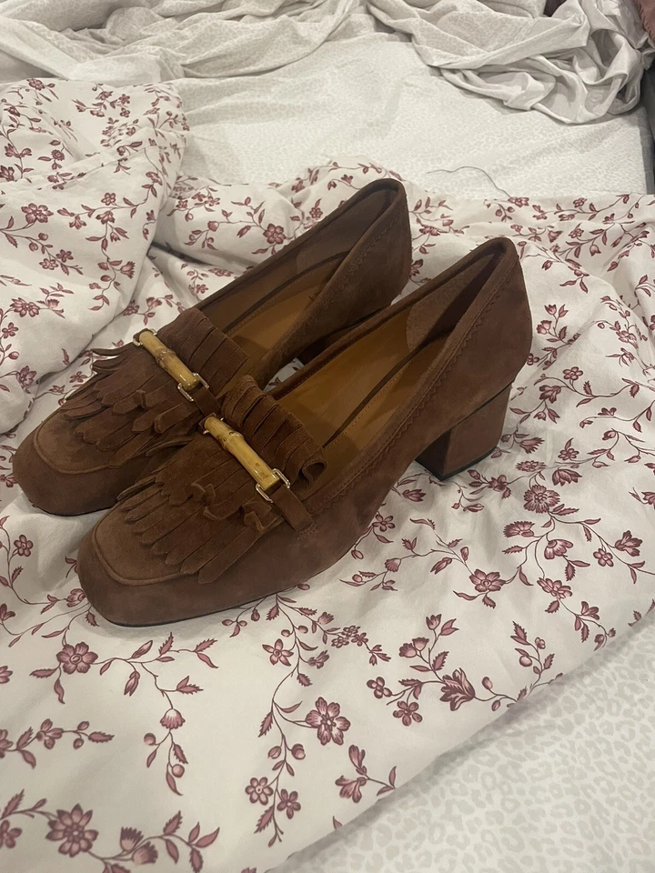 Mocasín de tacón de gamuza marrón J McLaughlin talla 11 para mujer