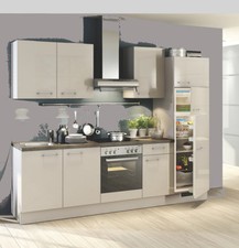 Einbauküche MANKASCALA 5 Angoragrau Hochglanz Küchenzeile 260/Schränke montiert!