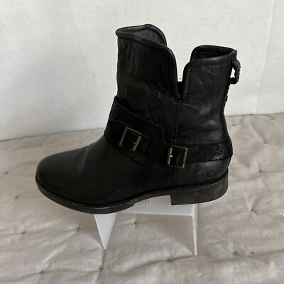 Ugg Simmens Women's Size Black Waterproof Moto Boots w